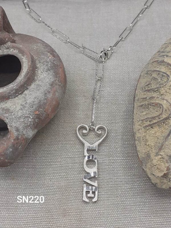 Love silver Y necklace